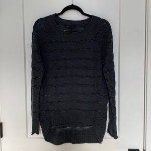 BCBGMAXAZRIA Blue Crochet Sweater